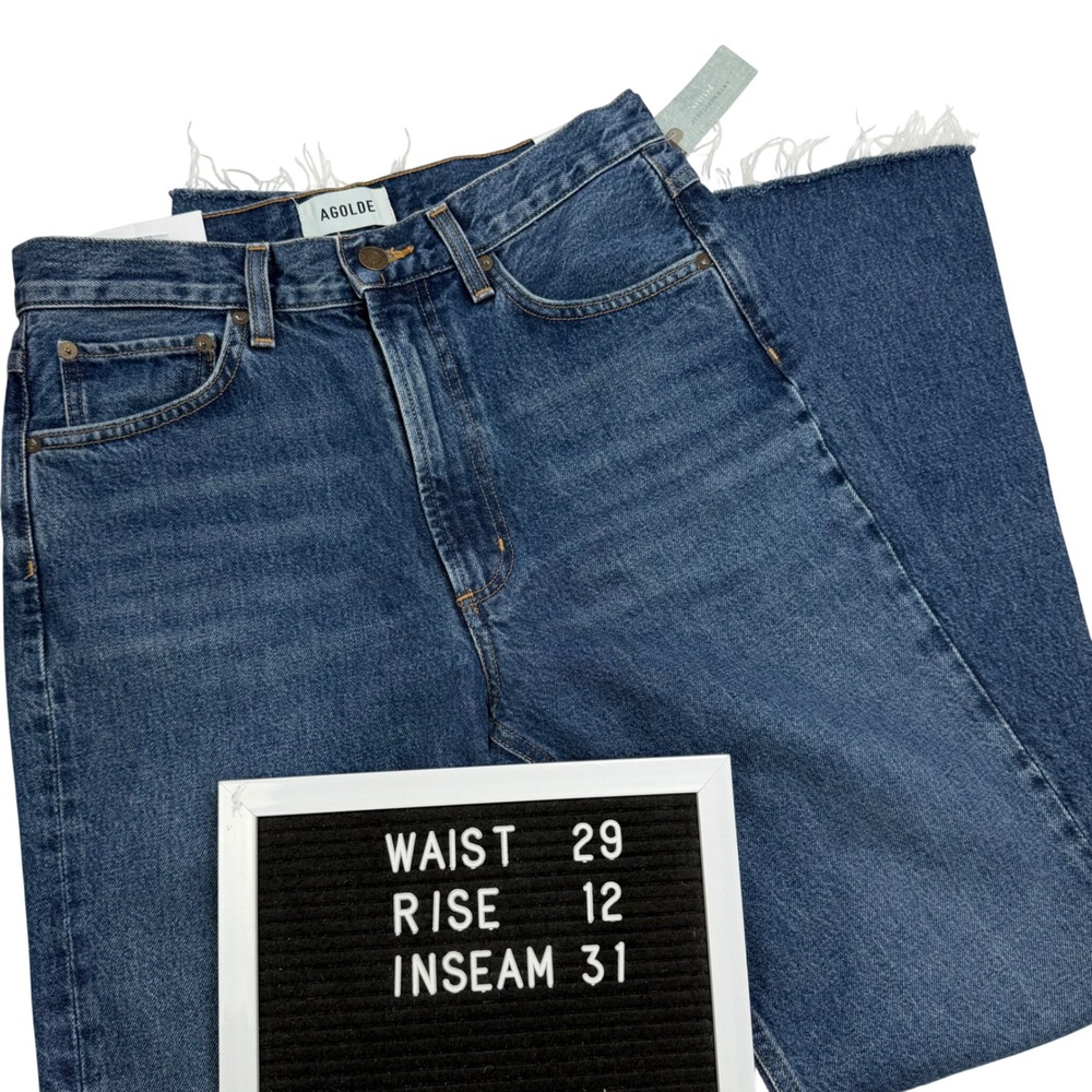 NWT AGOLDE Leena Jean Petite 27P Denim Baby Boot Cut 31" Raw Hem Anthropologie - Picture 8 of 14